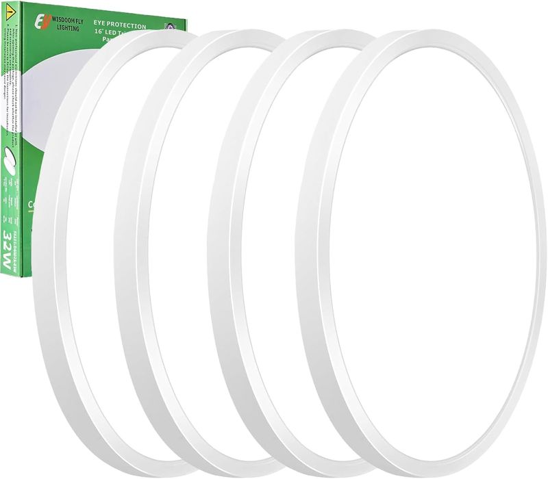 Photo 1 of 4PK 15.8 Inch LED Flush Mount Ceiling Light, 32W, 3480LM, 3000K/4000K/6000K CCT Selectable, Round Flat Panel Light Low Profile Ceiling Light Fitures for Hallway, Kitchen, Bedroom, Laundry Room
