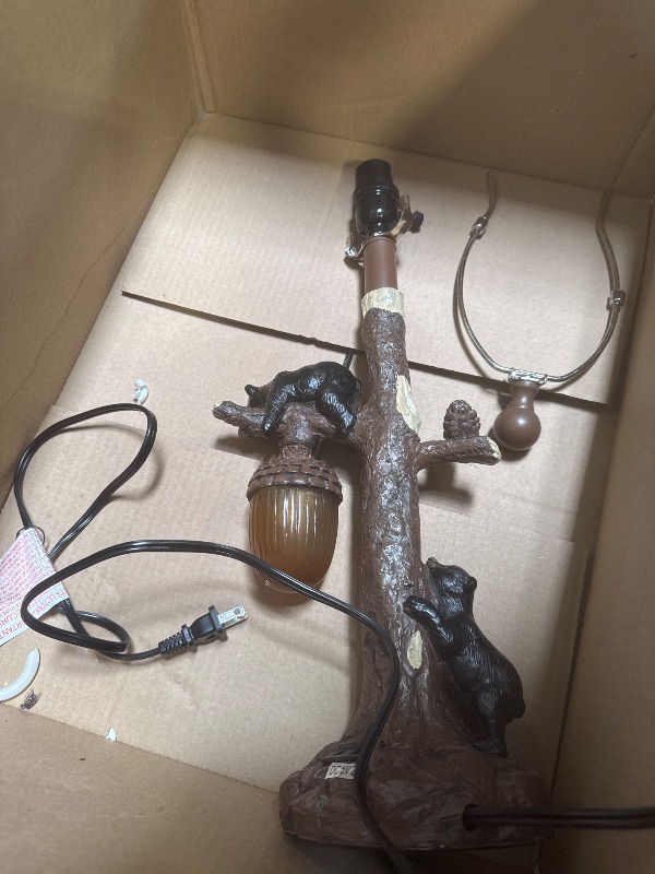 Photo 1 of Climbing Bears Rustic Western Table Lamp with USB & TypeC Charging Port