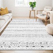 Photo 1 of Large Living Room Area Rug 6x9: Soft Machine Washable Boho Moroccan Farmhouse Rugs for Bedroom Under Dining Table - Non-Slip Neutral Morden Indoor Floor Rug Carpet for Home Office Decor - Grey 6' x 9' Dark Grey
