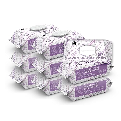 Photo 1 of Amazon Elements Baby Wipes, Sensitive, 810 Count, Flip-Top Packs, Pack of 9 exp- 12/2026