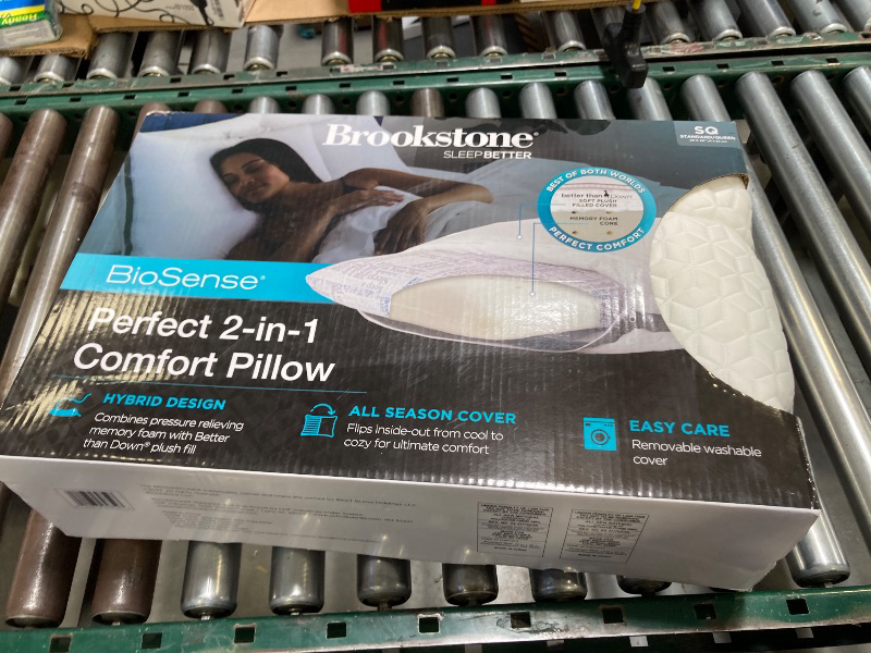 Photo 1 of Brookstone 2-in-1 Comfort Memory Foam Pillow with Better Than Down Fill for Firm Yet Plush Feel - Innovative Hybrid Design Soft Bed Pillow with Dual-Sided Cool & Warmth Comfort All Seasons