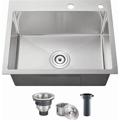 Photo 1 of 22" Kitchen Sink, 22 X 18 Inch Drop In 304 Stainless Steel Single Bowl Sink