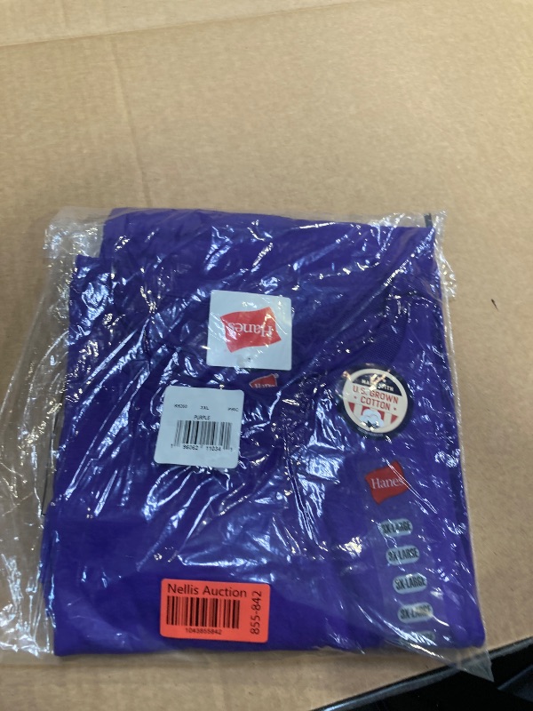 Photo 1 of Hanes Mens Essentials Short Sleeve Cotton T-Shirt, 3XL, Purple