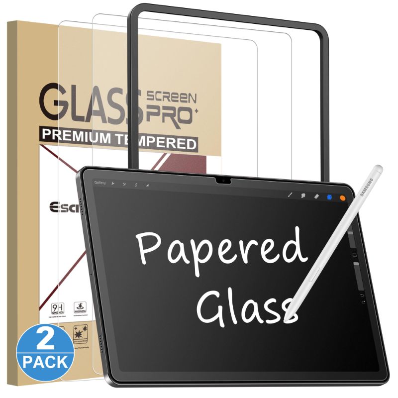 Photo 1 of Esanik 2 Pack Like Paper Glass Screen Protector for Samsung Galaxy Tab A9 Plus/A9 Plus 5G (11 inch) 9H Tempered Glass Film with Alignment Frame, Writing Like on Paper, Anti Glare