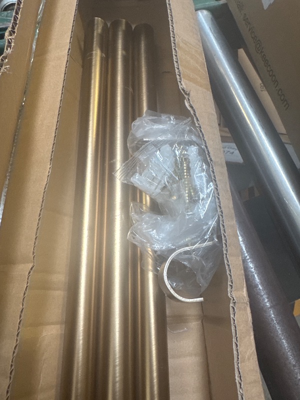Photo 1 of MODE Premium Collection Single Curtain Rod Set with Cylinder Finials - 36 to 72 in, Warm Gold