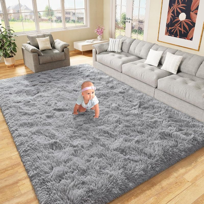 Photo 1 of  Modern Area Rugs Fluffy Living Room Carpets for Children Bedroom Home Decor Nursery Rug  Gray
