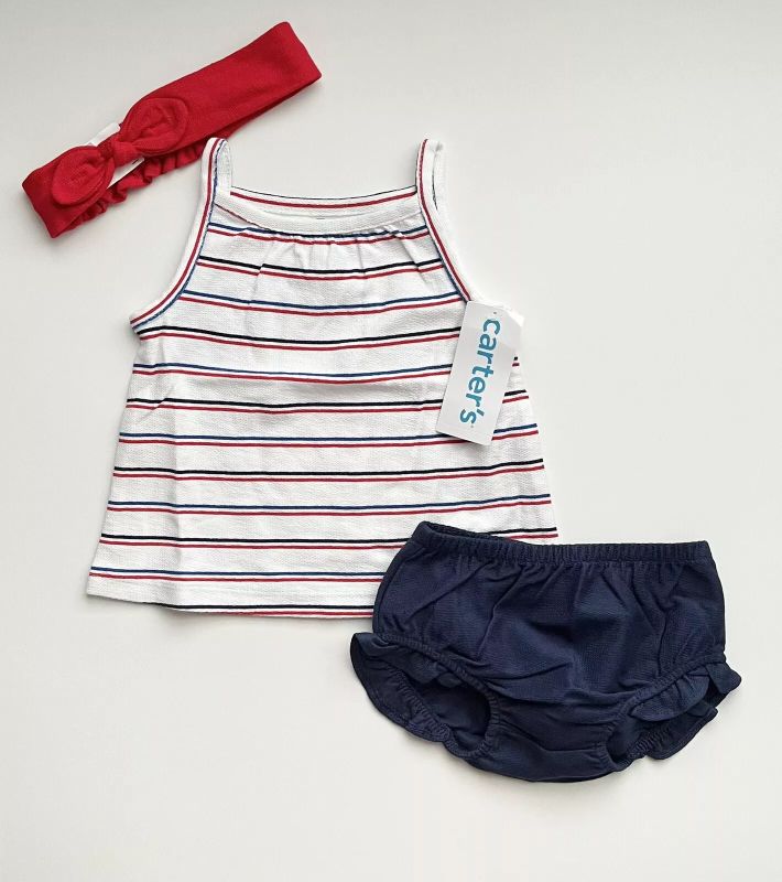 Photo 1 of Carters Baby Girl Clothes 6 Months 4th Of July 3 PC Set Cute Outfit New
