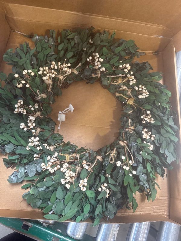 Photo 1 of 18'' Nature Eucalyptus Wreath - for Front Door, Porch, Window - Home & Farmhouse Decor - Suitable for Spring, Summer, Fall, All Seasons
