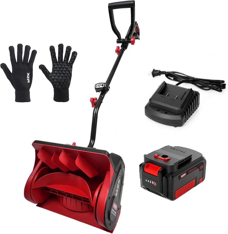 Photo 1 of MZK Cordless Snow Shovel, 20V 13-Inch Battery Powered Snow Thrower, Battery Snow Blower with Directional Plate & Adjustable Front Handle(4.0Ah Li-ion Battery & Fast Charger Included)
