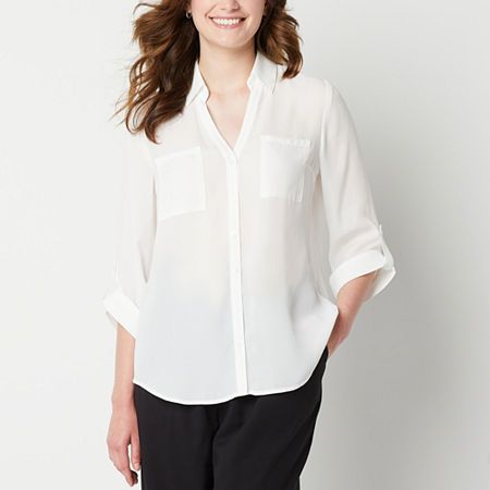 Photo 1 of Byer California Juniors Womens 3/4 Sleeve Button-Down Shirt, X-small,