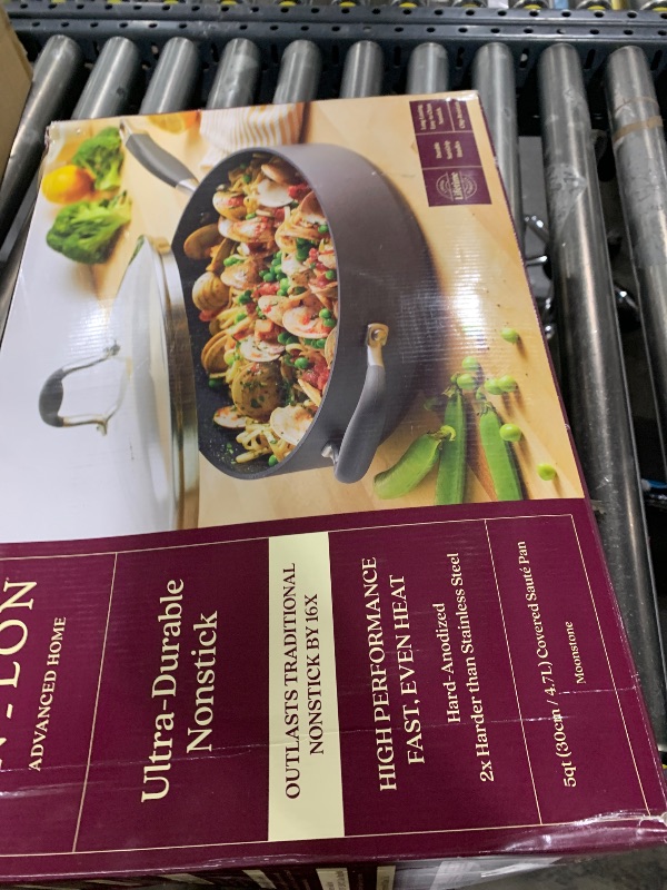 Photo 1 of Anolon Advanced Home Hard Anodized Nonstick Sauté Pan with Helper Handle and Lid, 5 Quart - Moonstone