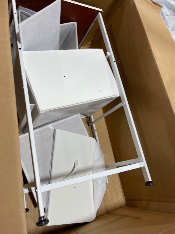Photo 1 of WLIVE Nightstand with 3 Drawers, Fabric Dresser, Organizer Unit, Storage Dresser for Bedroom, Hallway, Entryway, Closets, Sturdy Steel Frame, Wood Top, Easy Pull Handle, White