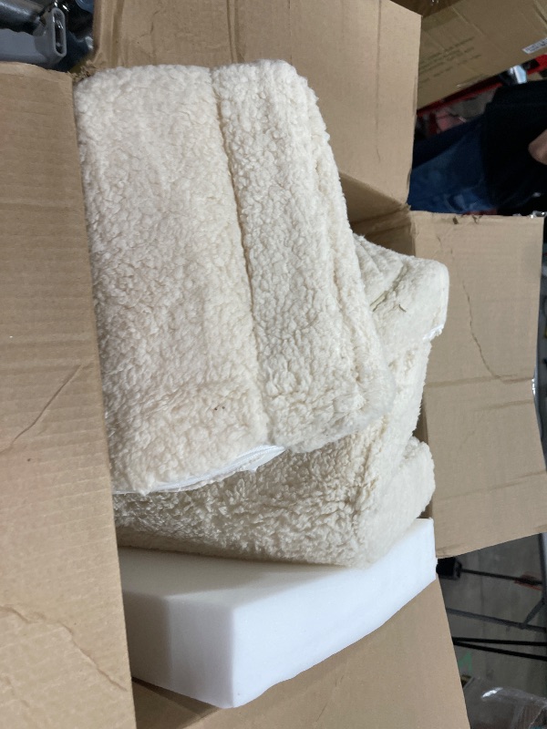 Photo 1 of MOMCAYWEX Kids Chairs for Toddler, 2-in-1 Toddler Soft Sherpa Couch Fold Out, Convertible Sofa to Lounger for Girls and Boys, Cream1043861364
