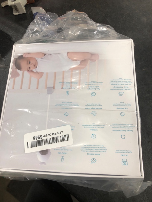 Photo 1 of Ellie Video Baby Monitor with Camera and Audio, Face Covered Alert, Sleep Analysis, Cry Soothing Lullaby, WiFi or no WiFi, Temp Humidity, 2K UHD Split Screen, 5-inch 720p Display, 2-Way Talk