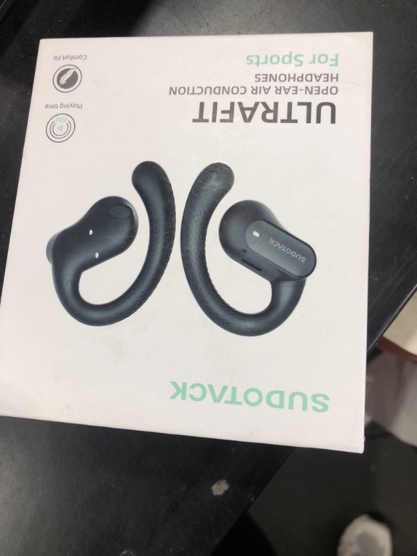 Photo 1 of SUDOTACK Ultrafit Wireless Open Ear Headphones, Up to 30 Hours Playtime Air Conduction Sport Earbuds, 5.3 Bluetooth Wireless Earphones with LED Display, Sweat-Proof for Workouts and Running(Black)