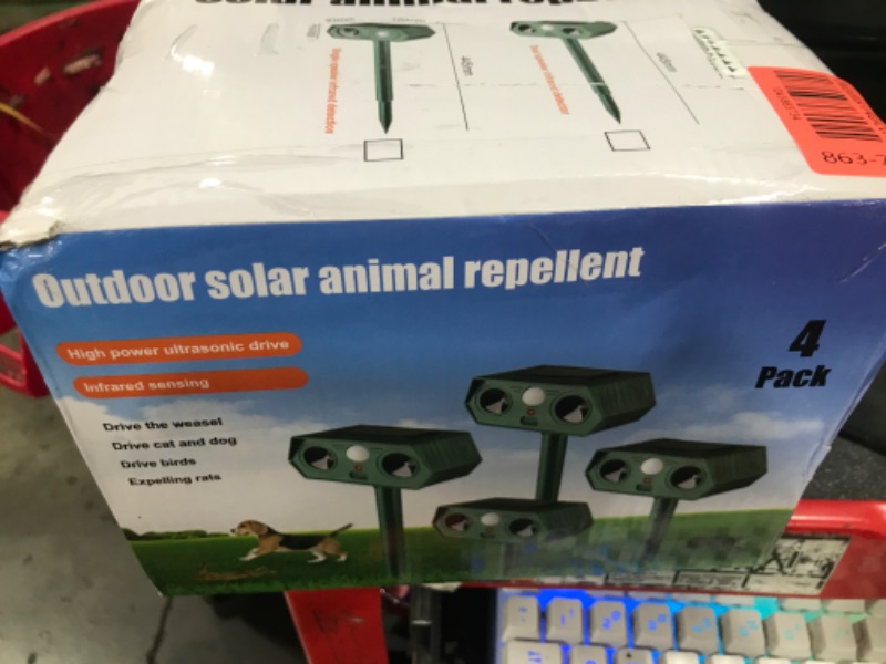 Photo 1 of 2025 Upgraded Solar Animal Repellent, 4 Pack Ultrasonic Animal Repeller Outdoor with Motion Sensor Cat, Squirrel, Deer, Dog, Raccoon, Skunk, Rabbit Repellent for Yard, Garden, Lawn