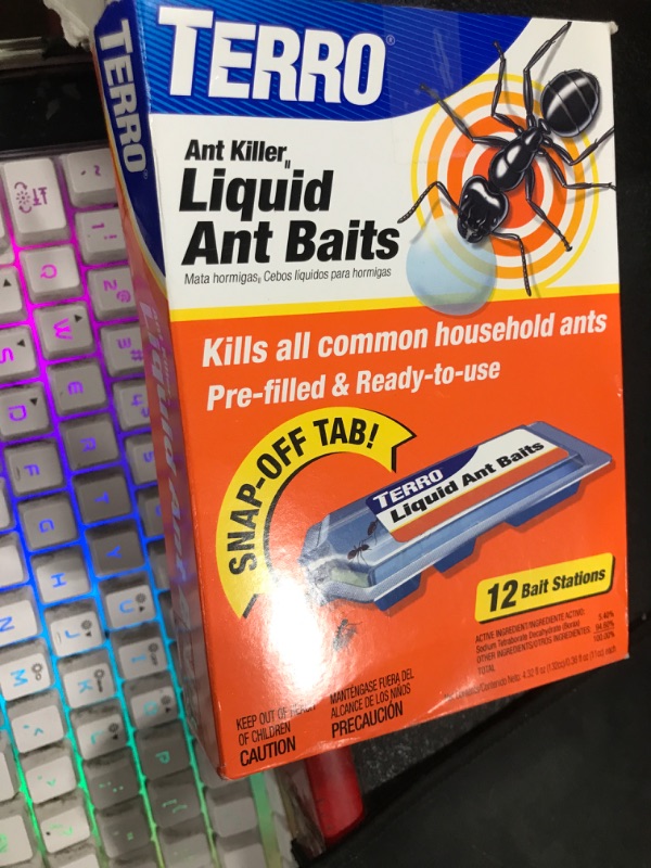 Photo 1 of TERRO Ant Killer Bait Stations T300B - Liquid Bait to Eliminate Ants - 12 Count Stations for Effective Indoor Ant Control