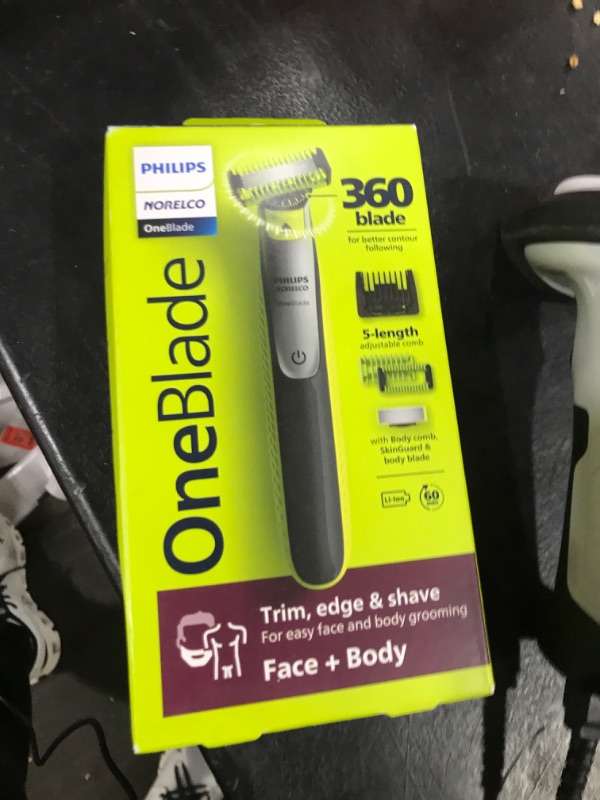 Photo 1 of Philips Norelco OneBlade 360 Hybrid Face + Body, Electric Beard Trimmer, Shaver and Body Groomer, with 360 Blade Technology, 1x 360 Blade for Face, 5in1 Adjustable Comb, 1x Body Kit, Model QP2834/70