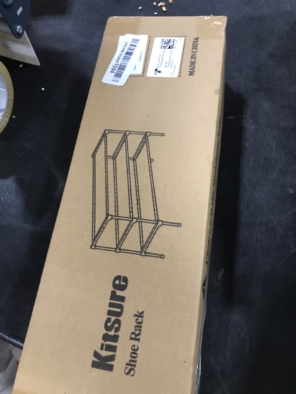 Photo 1 of Kitsure Shoe Rack - Premium Non-Woven Shoe Rack Shelf, Shoe Organizer for Closet, Entryway, Garage & Corridor, Sturdy & Durable Long Stackable Shoe Shelves, Medium, Black