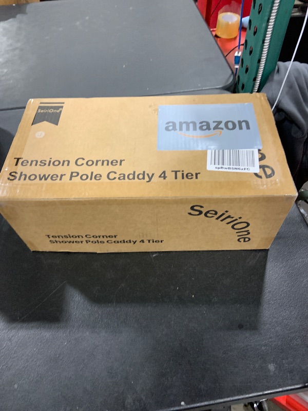 Photo 1 of SEIRIONE Corner Shower Caddy Tension Pole, Quick Setup, Rust-Free Bathroom Shower Organizer Corner for Bathtub Shampoo Storage, 4-Tier Adjustable Shelf, Drill Free, Fits 34 to 116 Inch Height, Silver