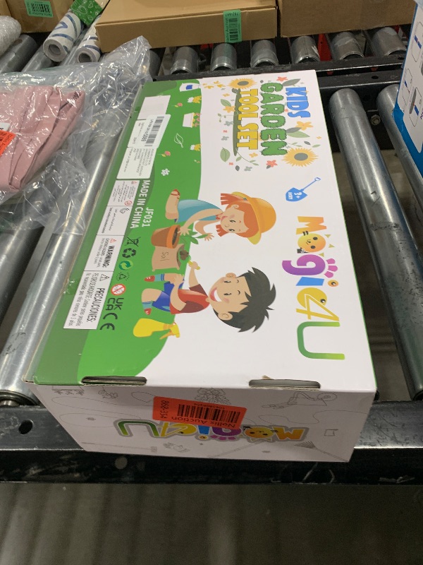 Photo 1 of Magic4U Kids Gardening Tools Set, 22 Pcs Metal Garden Tools Toys with Apron, Gloves, Wood Handle Shovel, Rake, Hoe and Leaf Rake, Outdoor Digging Toys Gifts for Kids Age 3+