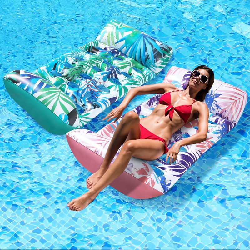 Photo 1 of fauson 2 Packs Pool Floats Adult, Inflatable Pool Floats, 55""X 37"" Pool Floats, Pink/Green