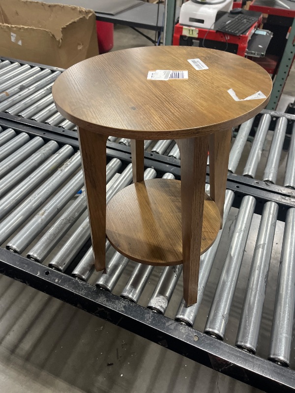 Photo 1 of VASAGLE Side Table, Small Round End Table with Lower Shelf, Nightstand for Small Spaces, Living Room, Bedroom, Rustic Walnut ULET283T41
