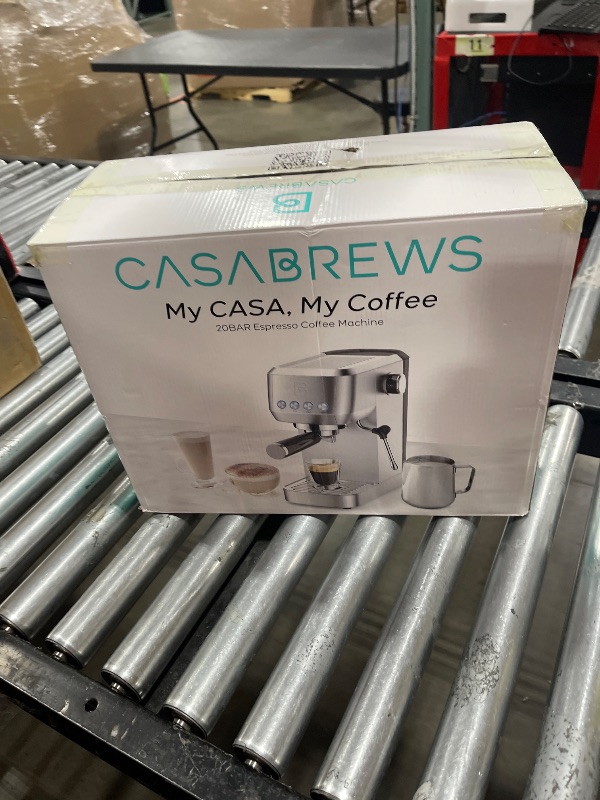 Photo 1 of CASABREWS 3700 Essential Espresso Machine 20 Bar, Stainless Steel Cappuccino & Latte Machine with Steam Frother for Home, 49oz Water Tank, Silver