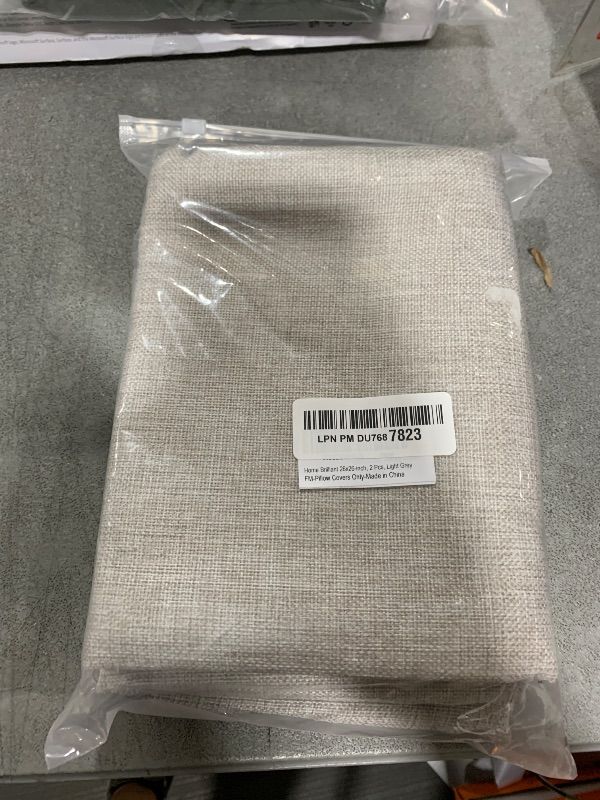 Photo 1 of Home Brilliant Set of 2 Decoration Linen Burlap Decorative Euro Shams Couch Throw Pillows Cushion Covers, 26x26 inch(66cm), Light Grey