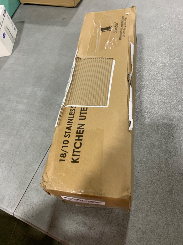 Photo 1 of 304 Stainless Steel Kitchen Utensils Set - 12 PCS Long All Metal Cooking Utensils & Large Serving Utensils - Potato Masher, Fork, Tongs, Tunner, Pasta, Serving Spoon, Skimmer, Ladle, Spatula Spoon Set