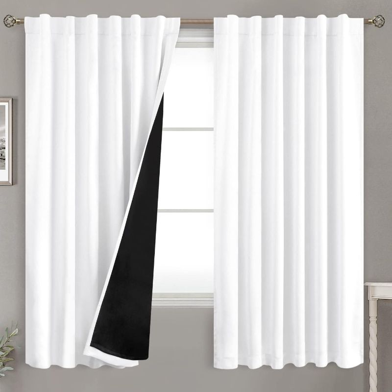 Photo 1 of BGment Beige Full Blackout Curtains with Thermal Insulation Liner Curtains 84 Inches Long, Rod Pocket and Back Tab Double Layer Room Darkening Window Curtain for Bedroom(52 x 84 Inch, 2 Panels)