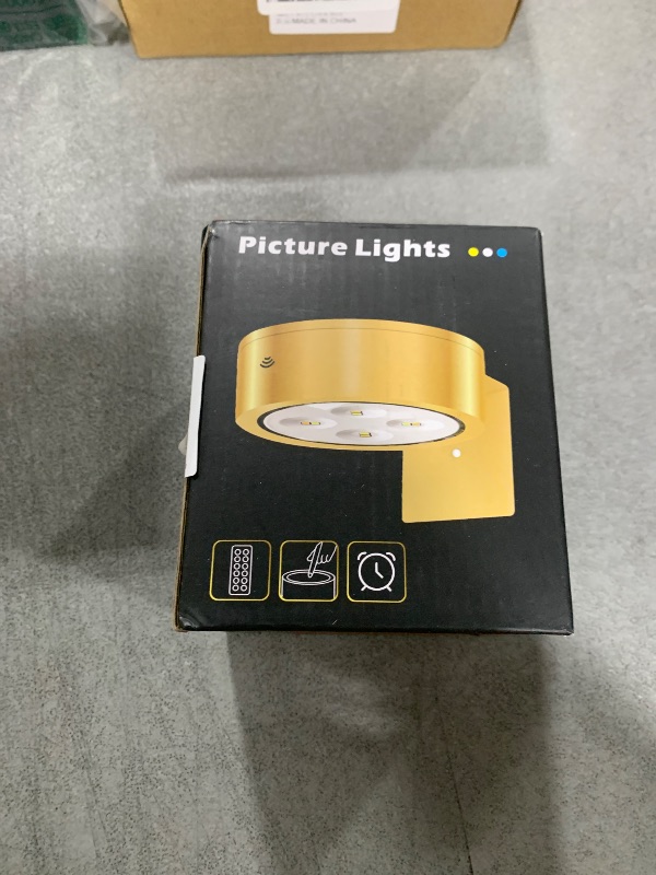 Photo 1 of 3Pcs Picture Light Battery Operated, 13 RGB Color Magnetic Led Art Display Light for Picture Frame Artworking, Wireless Painting Light with Remote Control, Party Home Wall Decor Puck Light, Gold-RGB
