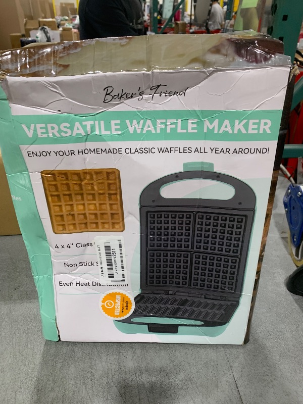 Photo 1 of Baker's Friend Multi Shapes Waffle Iron, A Combo of Mini Waffle Maker, American Classic Waffle Maker, Belgian Waffle Maker Thick & Chaffle Maker, Waflera Electrica, With 2 Silicone Molds, Aqua