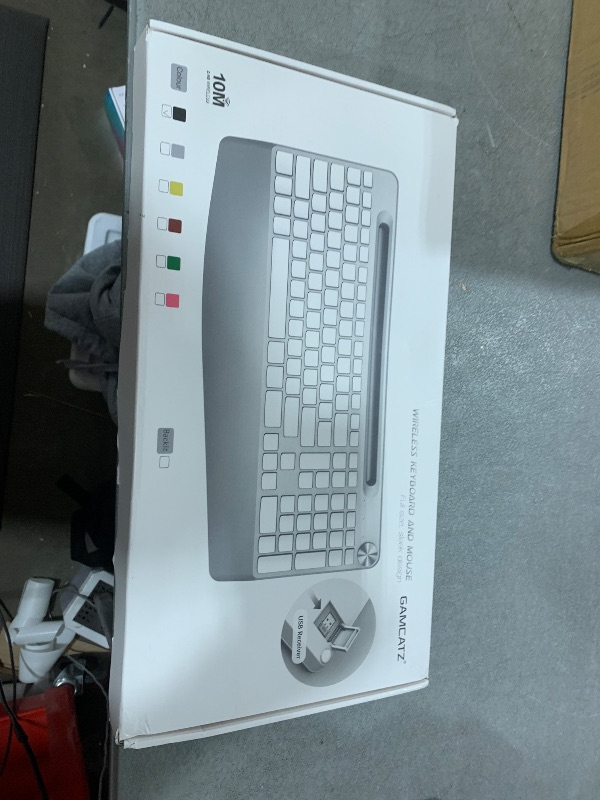 View 2 of GAMCATZ Ergonomic Wireless Keyboard with Wrist Rest-Low-Profile,Phone/Tablet Holder,Quiet Design?Windows & Mac OS?Full Size Cordless USB Computer Keyboard for Desktop,Laptop, PC, Mac, Windows-Grey