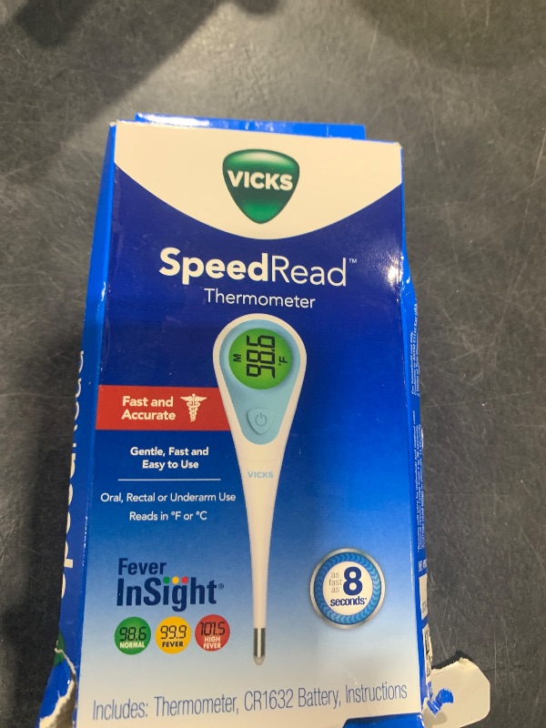 Photo 1 of Vicks SpeedRead Digital Thermometer with Color-Coded Temperature Readings, Use as Oral Thermometer, Baby Rectal Thermometer or Under The Arm, Water Resistant, FSA and HSA Eligible