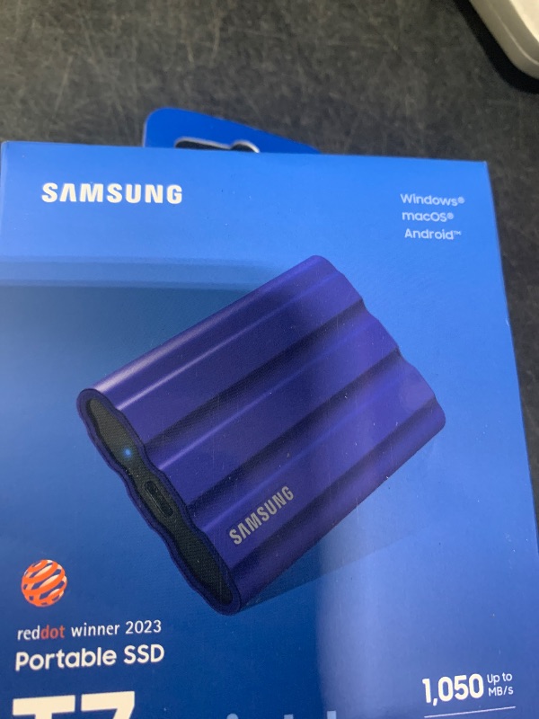 Photo 1 of SAMSUNG T7 Shield 2TB Portable SSD, USB 3.2 Gen2, Rugged, IP65 Rated, for Photographers, Content Creators and Gaming, External Solid State Drive (MU-PE2T0R/AM, 2022), Blue