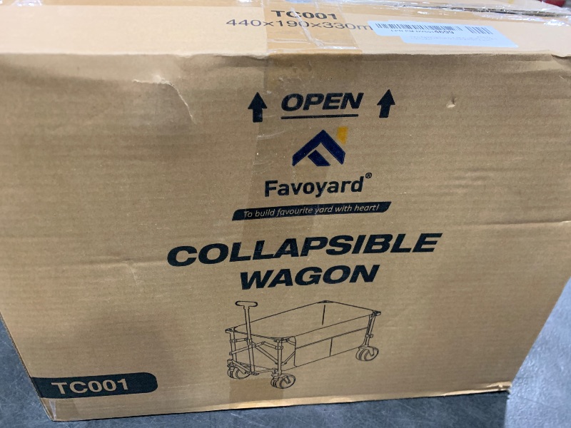 Photo 1 of Favoyard Collapsible Wagon Carts Foldable 150L & 360LBS Portable Folding Wagons with All-Terrain Wheels & Brakes Heavy Duty Outdoor Utility Cart for Beach Grocery Camping Shopping Sports Garden, Black