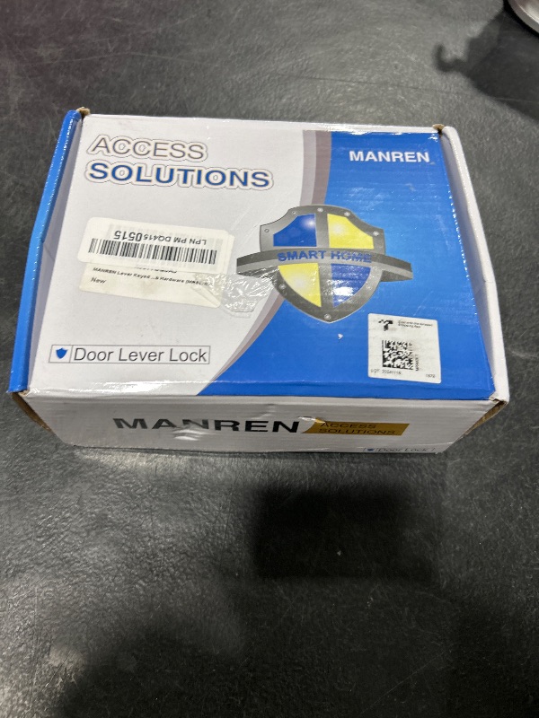 Photo 1 of 1 Pack of MANREN Lever Keyed Entry Door Lever Handle Lock, Universal Door Knob Hardware,Nickel Brushed Color (MR802ET)
