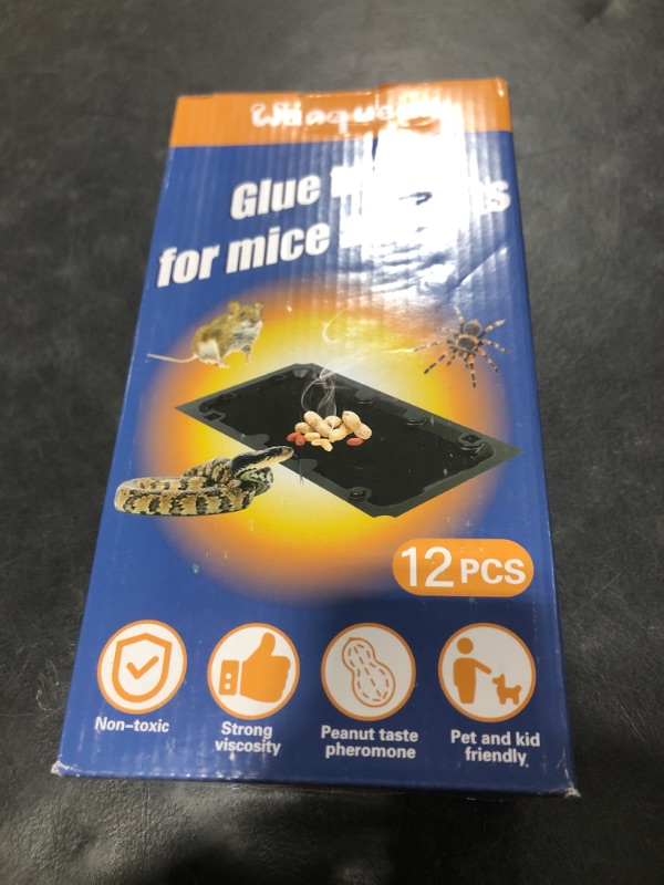 Photo 1 of 12 Pack Sticky Mouse Trap Rat Traps Indoor, Peanut Taste Pheromone Mouse Traps Indoor for Home, Glue Sticky Traps for Mice and Rats, Snake(Large Size)