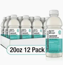 Photo 1 of vitaminwater zero sugar squeezed, electrolyte enhanced water w/ vitamins, lemonade drinks, 20 fl oz, 12 Pack EXP05/12/2025