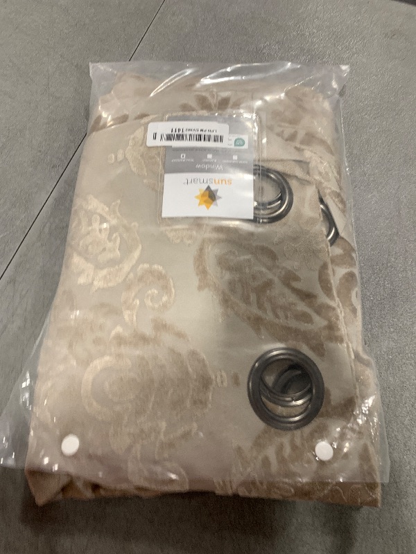 Photo 1 of Sun Smart Amelia Jacquard Paisley Total Blackout Curtain for Bedroom, Luxury Single Window Panel Living Room Family-Room Kitchen, Grommet Top, 1-Panel Pack, 50"x95", Champagne