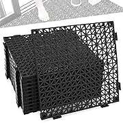 Photo 1 of 12 Pcs Drainage Mat Modular Interlocking Cushion 11.8" x 11.8" Garage Floor Tiles Non-Slip Splicing Rubber Floor Tiles for Drain, Deck, Pool, Outdoor/Indoor (Black)

