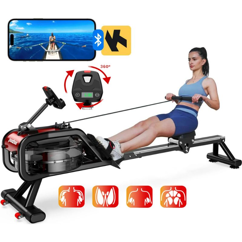 Photo 1 of  Professional Water Rowing Machine Build-in Bluetooth 360° Tablet Holder Adjustable with LCD 350lbs