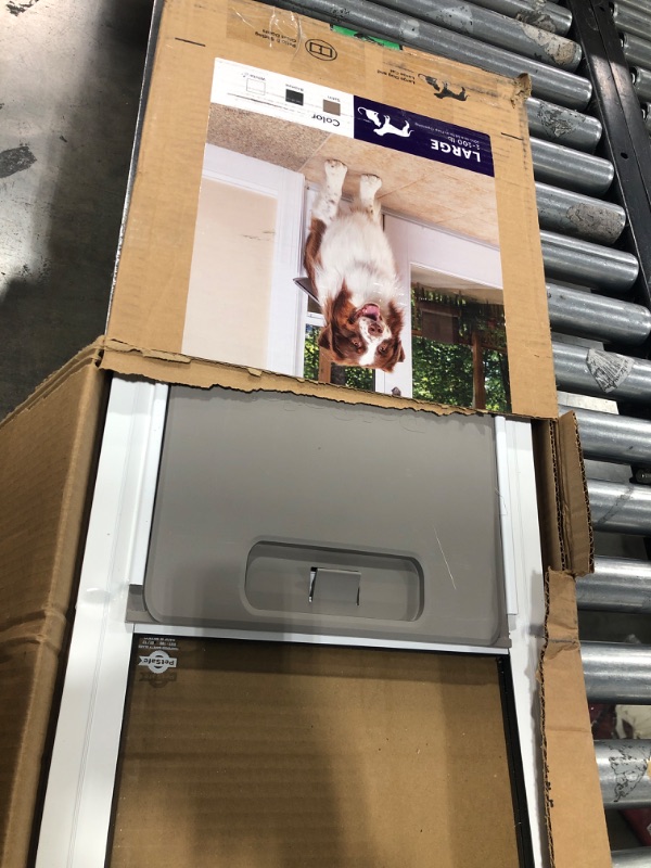 Photo 1 of PetSafe Doggy Door for Sliding Glass Doors, Adjustable Height 75 7/8" to 81", No-Cut DIY Install, Aluminum Panel, Ideal for Renters, for Large Dogs Up to 100 lb., (White, Large)