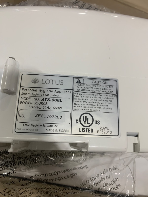 Photo 1 of Lotus Smart Bidet ATS-908L Purestream Function(Constipation Relief) Heated Seat, Temperature Controlled Wash, Warm Air Dryer, Easy DIY Installation, Made in Korea