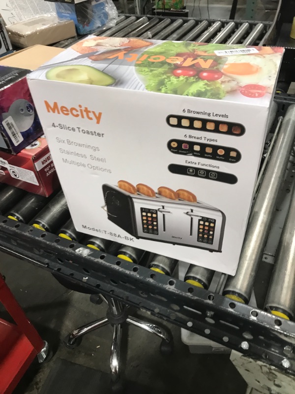 Photo 1 of Mecity 4 Slice Toaster with Touch Screen Control, 4 Wide Slots, Stainless Steel Smart Bread Toaster for Bagels, Muffins, Waffles, Dual Control Panel, Timer, Defrost, Reheat, 120V 1650W, Matt Black