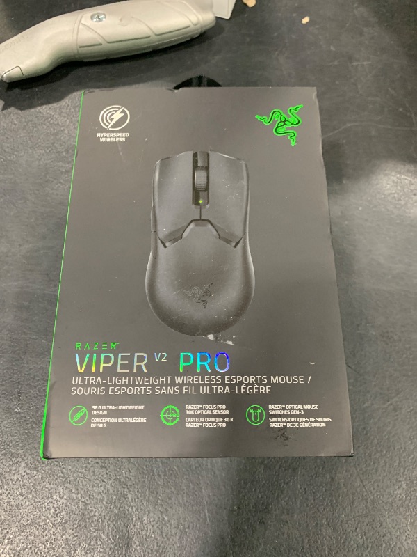 Photo 1 of Razer Viper V2 Pro HyperSpeed Wireless Gaming Mouse: 58g Ultra Lightweight - Optical Switches Gen-3-30K DPI Optical Sensor w/On-Mouse Controls - 90 Hour Battery - USB Type C Cable Included - Black