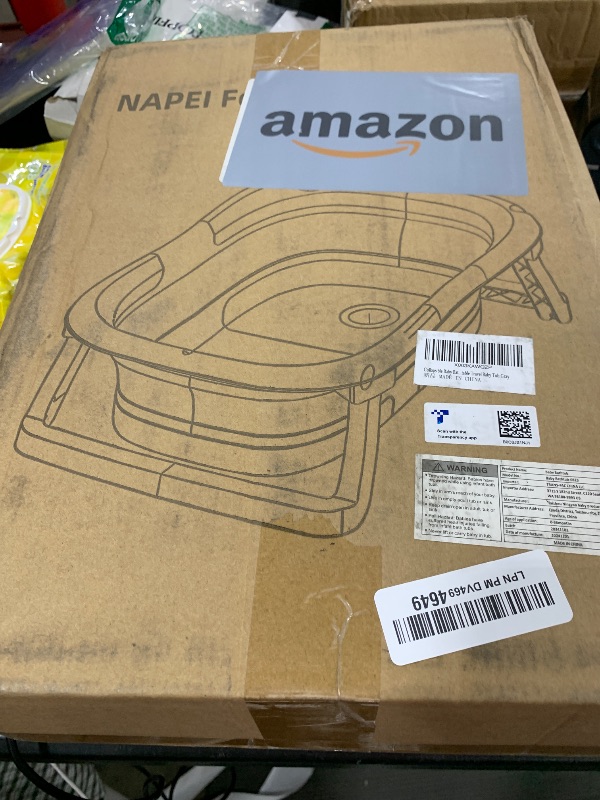 Photo 1 of napei Collapsible Baby Bathtub,Baby Bath Tub with Soft Cushion & Thermometer,Baby Bathtub Newborn to Toddler 0-36 Months,Portable Travel Baby Tub