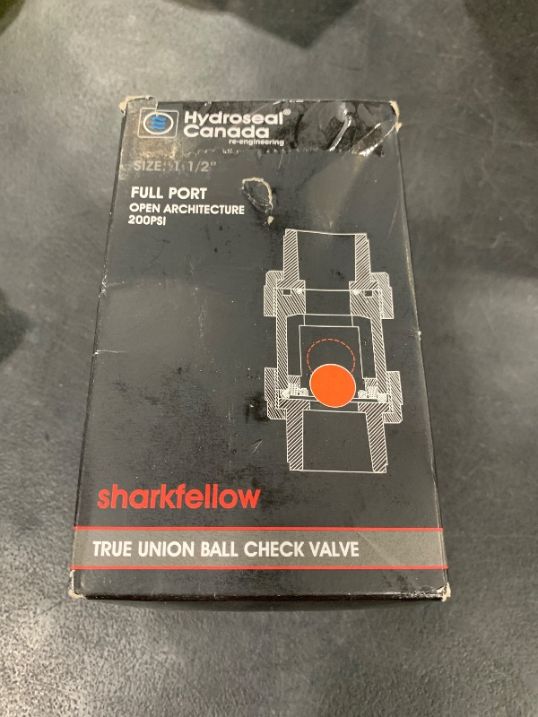 Photo 1 of HYDROSEAL Sharkfellow 1 1/2’’ PVC True Union Ball Check Valve with Full Port, ASTM F1970, with EPDM Seals, Corrosion-Free, Service Free, Rated at 200 PSI @73F, Gray, 1 1/2 inch Socket (1 1/2'')