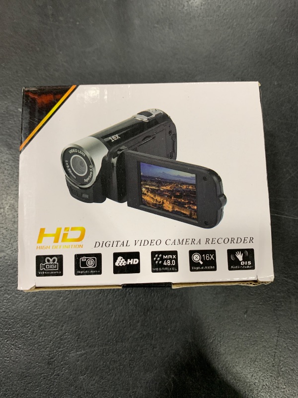 Photo 1 of 1080P HD Camcorder, 16MP DV Camera with 16x Digital Zoom, 2.7in TFT Rotatable Screen, Built-in Speakers, USB (Black)